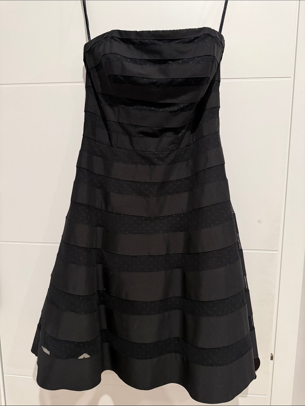 White House Black Market Black Strapless Tiered Cocktail Dress